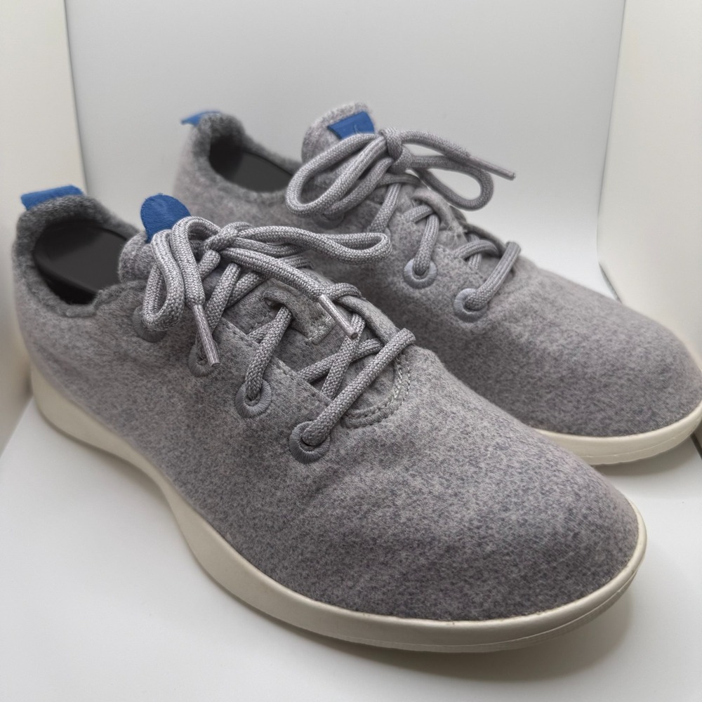 Allbirds Wool Runners Women Size 9 Grey Blue Merino Wool Sustainable Sneakers